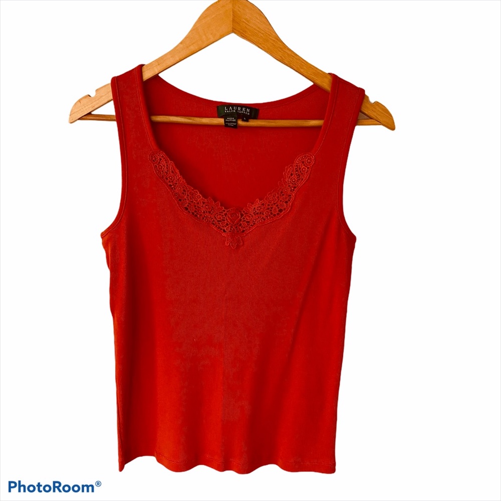 Vintage RALPH LAUREN tank top, dark coral Sz M/L
